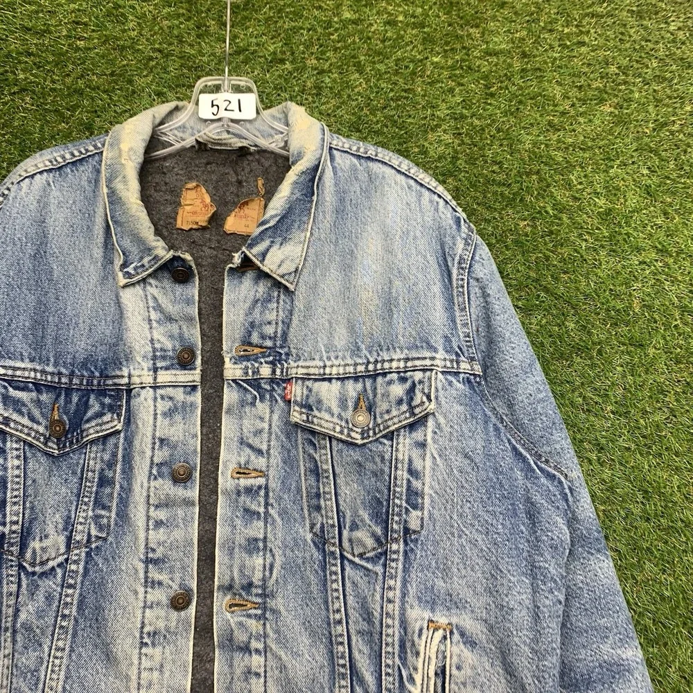 Vintage Levis Trucker Jacket Mens 44 Blanket Lined Denim 70506 0316 USA Made